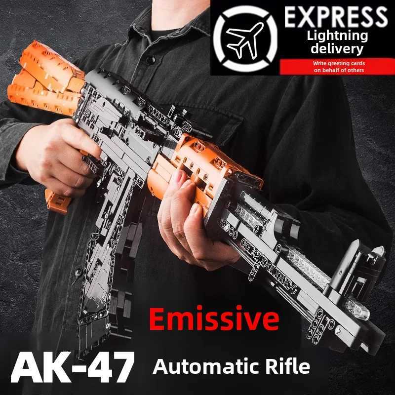 Blocks Airsoft Gun Toy Boy Assembly Compatible Lego 98ak Sniper Rifle Fireable From Ground Level For Outdoor PlayT250304