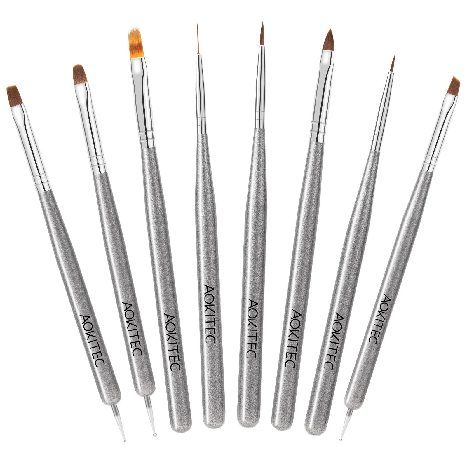 Aokitec Nail Brushes Set Art Painting Drawing Carving Dotting Pen Acrylic Gel UV Polish Manicure Tools 250304