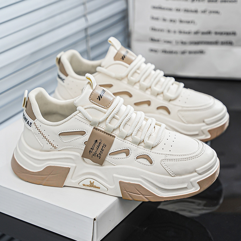 2025 Spring summer New Designer Men s Lace Up Shoes Original Lightweight Breathable White Shoes Multi Functional Thick Soled Sports And Leisure Board 
