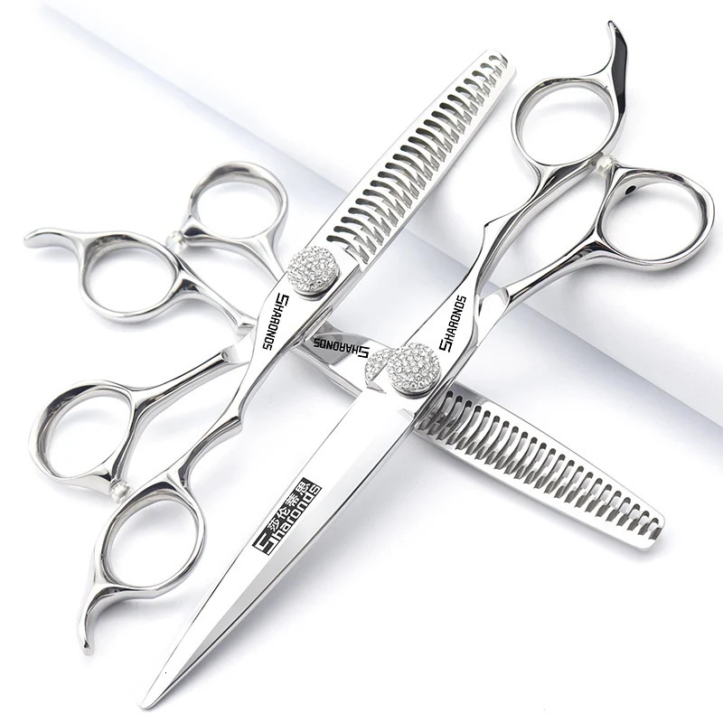 6/7 inch barber scissors Genuine 440C Japanese Steel Hair Scissors Left Handle Hairdressing Scissors Right Handle Barber Shears 250304