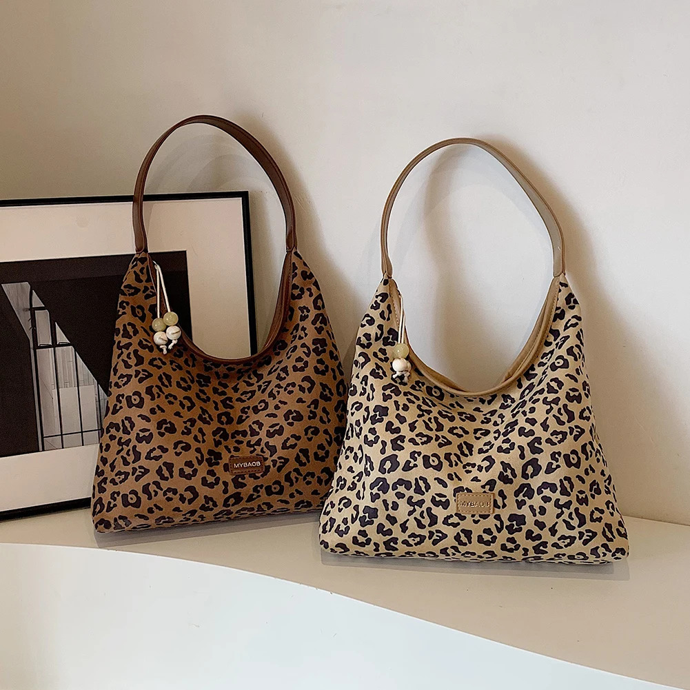 Ship from US Tote Bag for Women Leopard Print Shoulder PU Leather Large Capacity Underarm Hobo Commute Travel 250304FBB