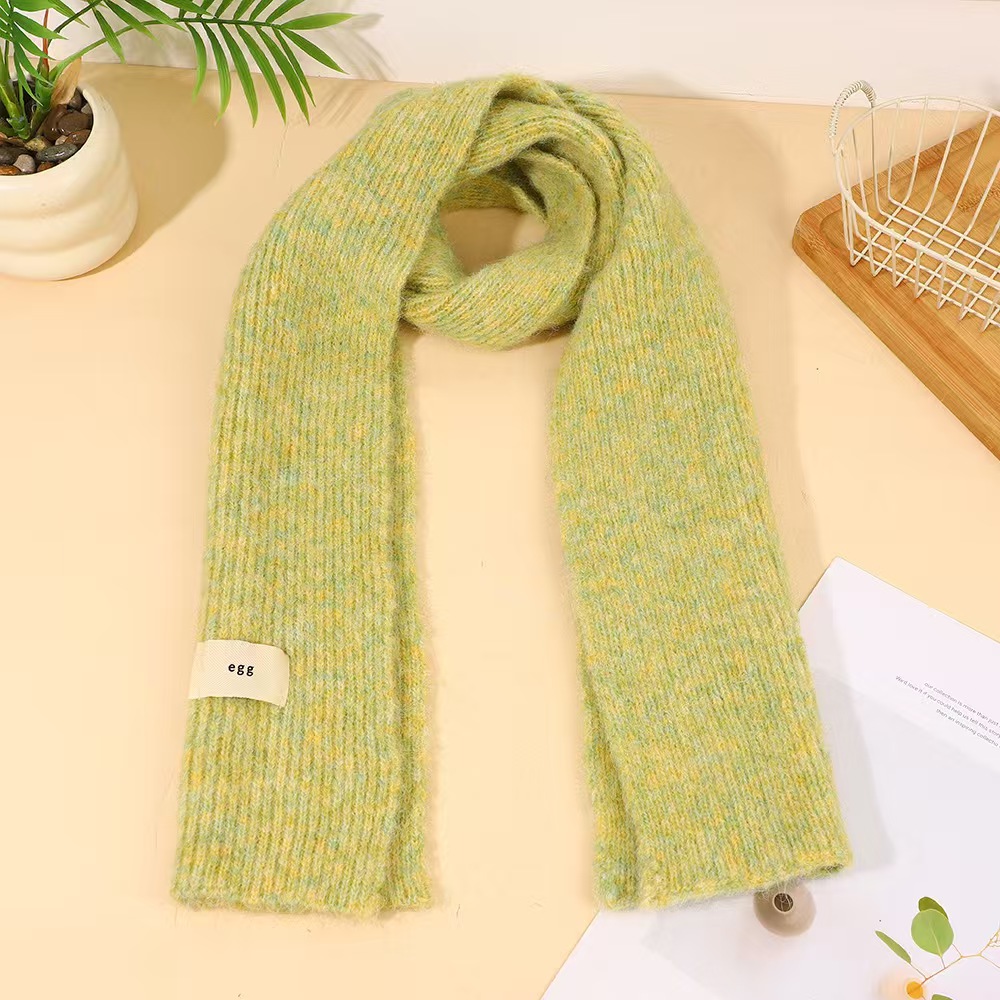 T222 new pure color woolen velvet scarf autumn and winter warm thick neck high-grade temperament knitted versatile scarf