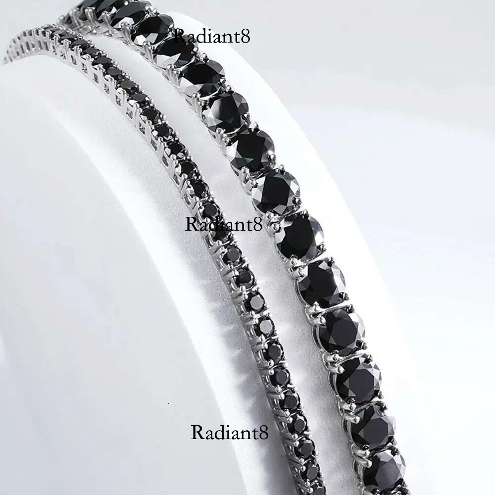 3/4/5/6.5mm Black Moissanite Tennis Necklaces with Certificates Sterg Sier Lab Dia Hiphop Neck Chain For Women Men