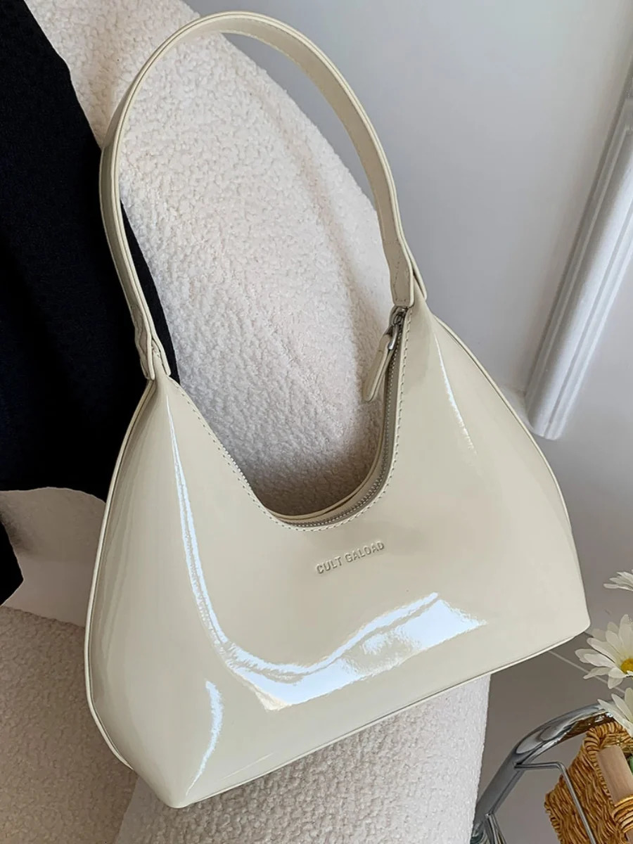 Lizzytsu Women PU Half Moon Bag Mini Party Solid Harajuku Elegant Handbags Korean Vintage Casual Crescent Bags 250228