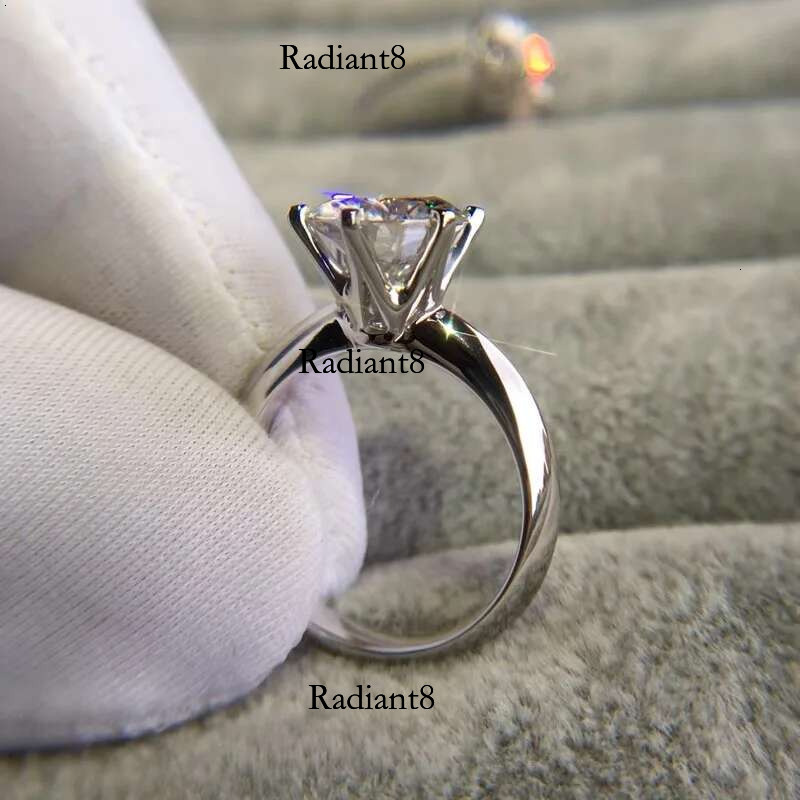 PT950 Platinum Real Moissanite Dia Ring Solitaire VVS 1 2 / 3 Wedding Band Fine Jewelry For Women