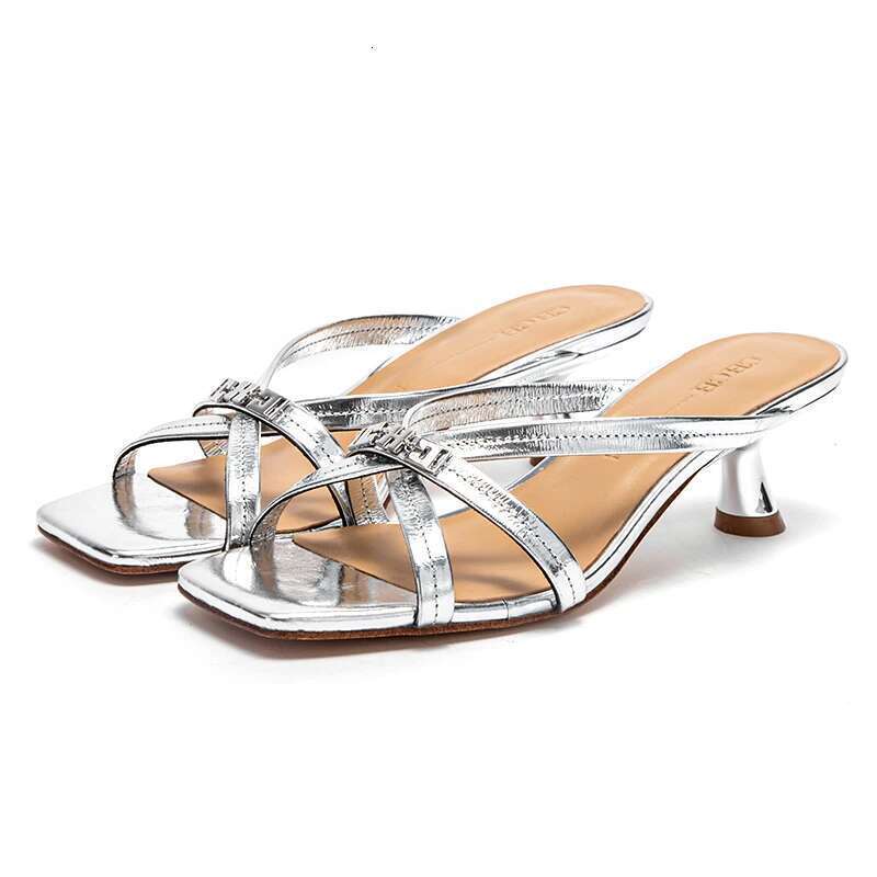 Summer CH Women's Cowhide New Thin Belt Business Fashion Sandals Wedding and Dinner Shoes