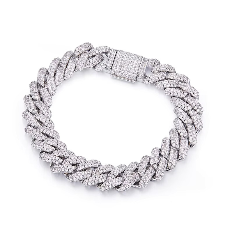 Customized 14mm VVS Moissanite Sterg Sier Cuban Chain Unisex Hip Hop Anniversary Necklace Bracelet for Men