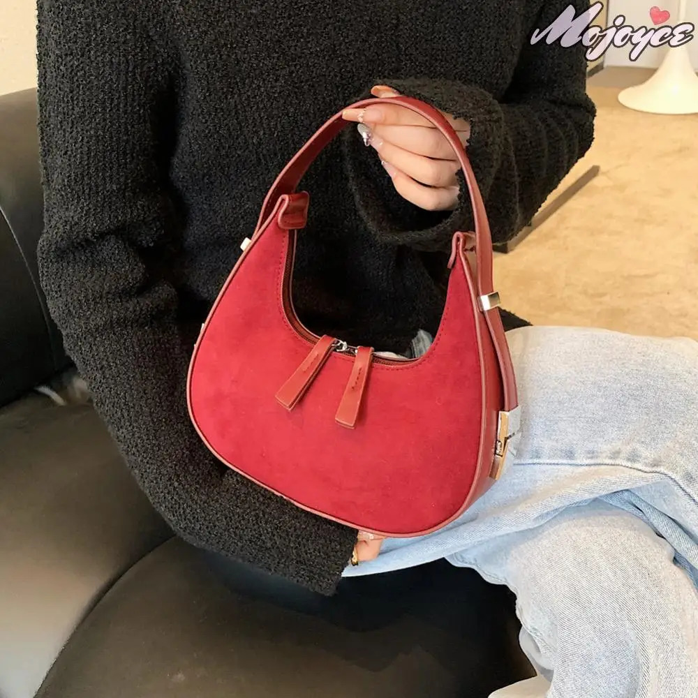 Retro Half Moon Bag Women Solid Versatile Shoulder Bags French Small Handbag Autumn Winter Casual Underarm Bag Ladies Tote Purse 250228