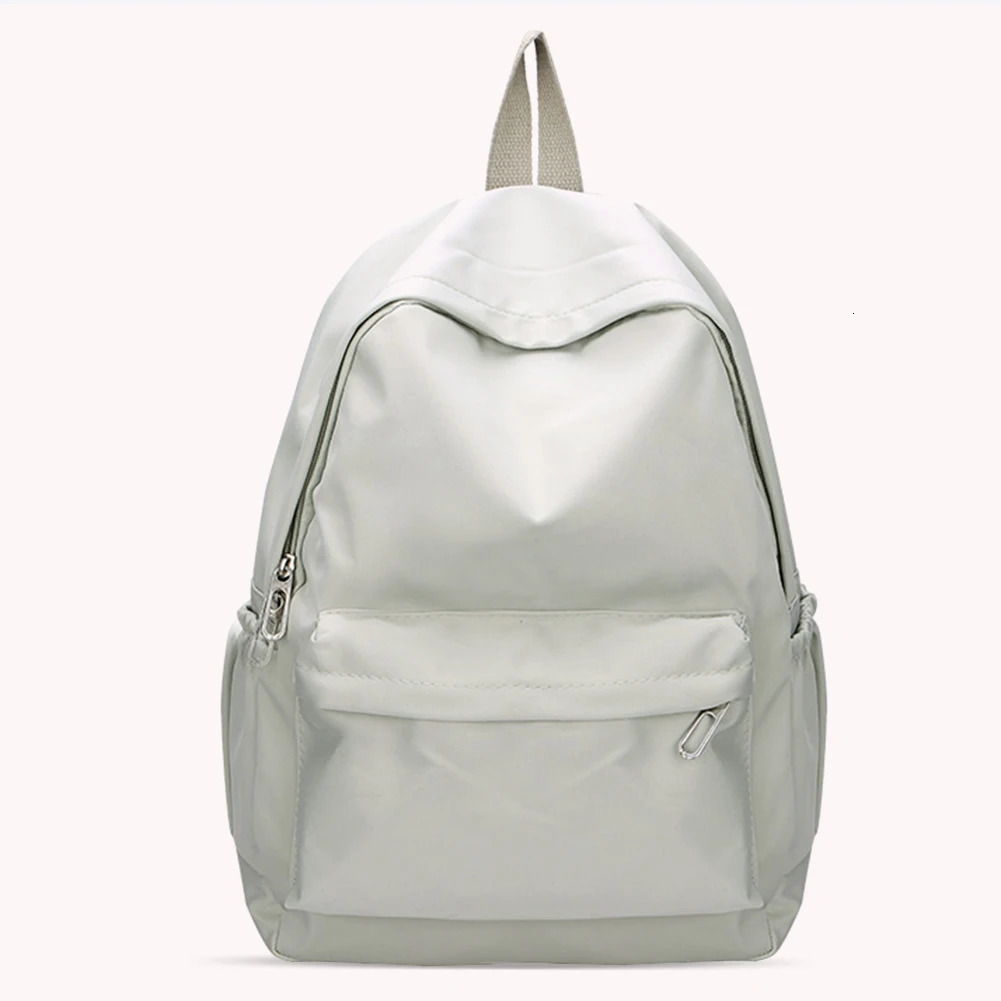 Ship from US Daily Large Capacity Travel School Backpack Womens Solid Color Shoulders Knapsacks Nylon Zipper Shopping Rucksacks 250304FBB