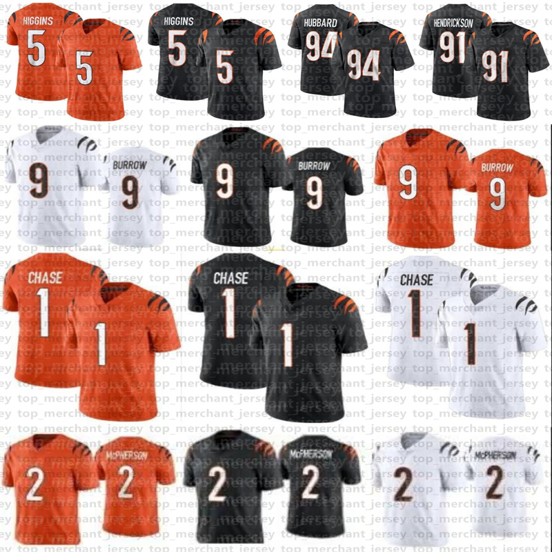 Joe Burrow Ja'Marr Chase Football Jersey Tee Higgins Zack Moss Evan McPherson Myles Murphy Sam Hubbard Logan Wilson Jermaine Burton Cam Taylor-Britt stitched shirts