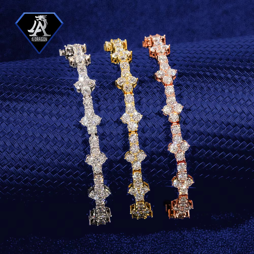 Factory Outlet 3mm S Sier VVS1 Moissanite Hip-Hop Tennis Chain Modern Necklace and Bracelet Set
