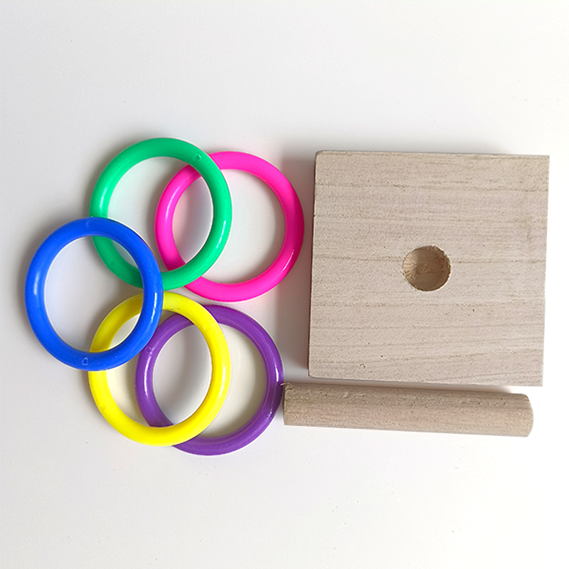 Bird Training Ring Toy Happy Beak Parrot Throwing Toys Hoop Ring Toss Wooden Trick Toy for Bird