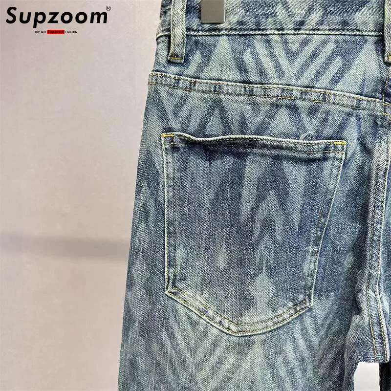 Supzoom New Arrival Hot Sale Top Fashion Autumn Zipper Fly Stonewashed Casual Patchwork Cargo Denim Pockets Cotton Jeans Men