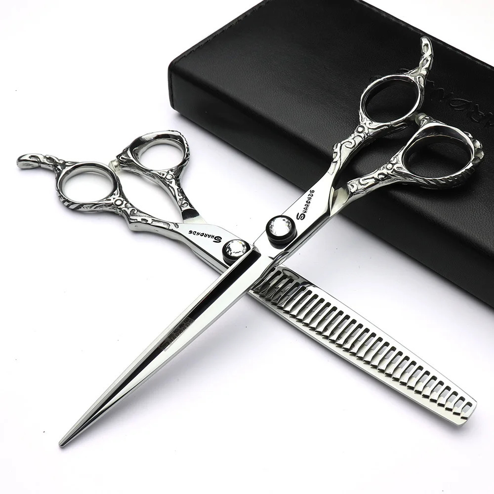 hair scissors 7 inch silver hairdresser professional hairdressing scissors tool stainless steel scissors equipment 250304