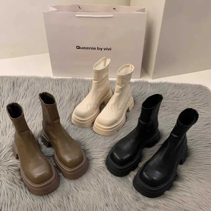 2024New Wens Boots Fion Leather Casual Boots Luxury Brand Ankle Boots for Wen Outdoor Platform Boot Botas Mujer Z250304