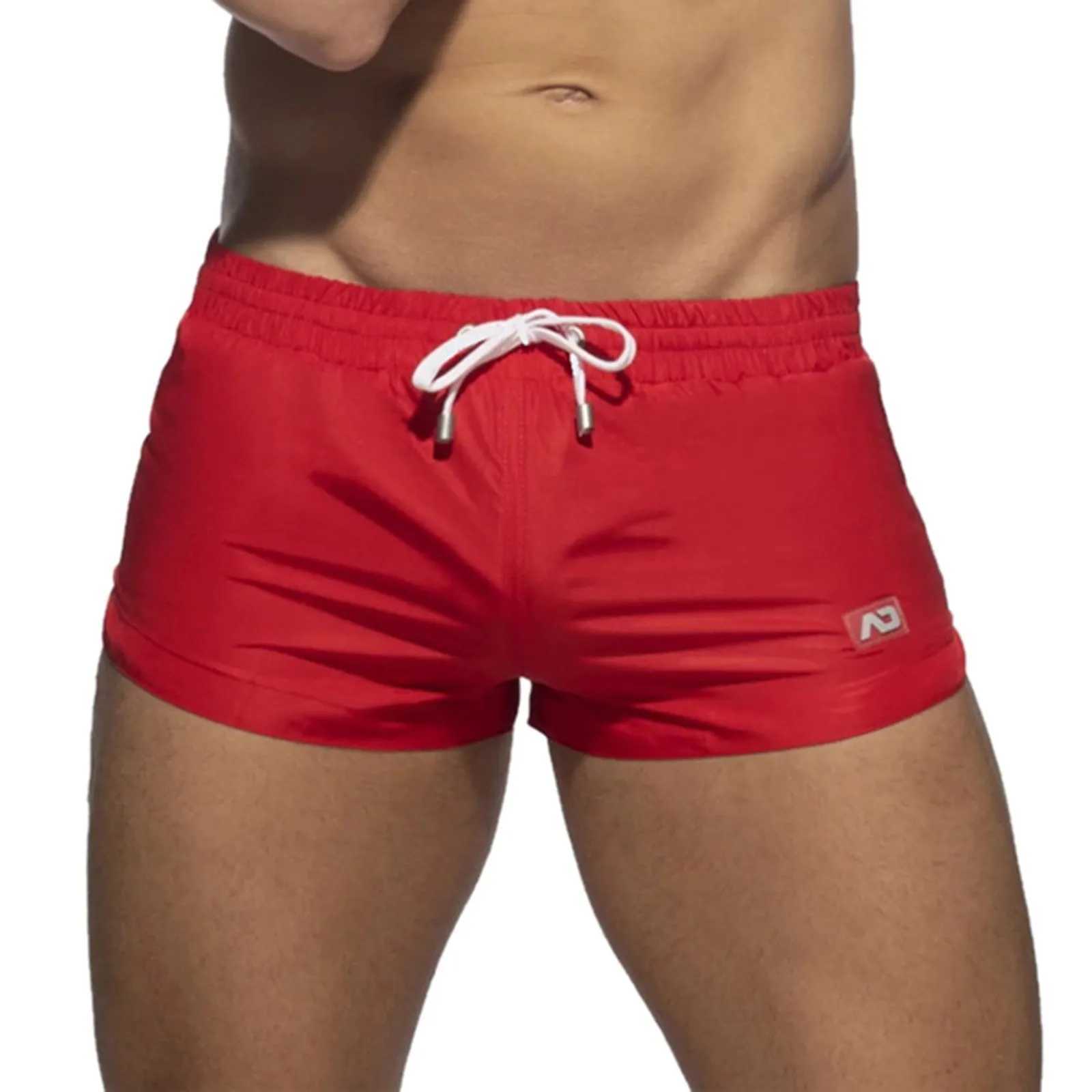 Male Color Matching Shorts Zipper Pocket Slit Trousers Swimming Sports Pants Mens Beach Shorts Summer Outwear Sexy TrousersT250304
