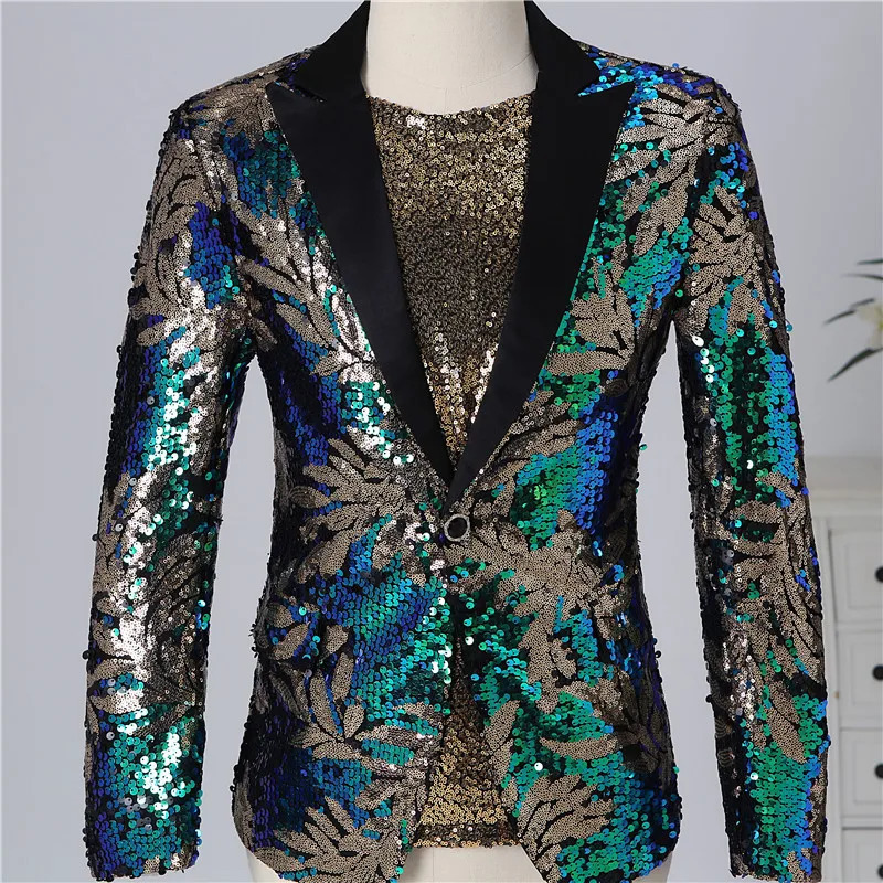 Mens Bar Concert Performance Glitter Trailblazer Jacket Singer Stage Costume Party Slimming Tailcoat Set 250304