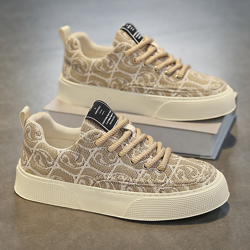 Canvas 2025 Summer New Designer Shoes Niche Low Cut Printed Board Suitable For Men's Thick Soled Comfortable Sports Shoes And Casual Fashionable 