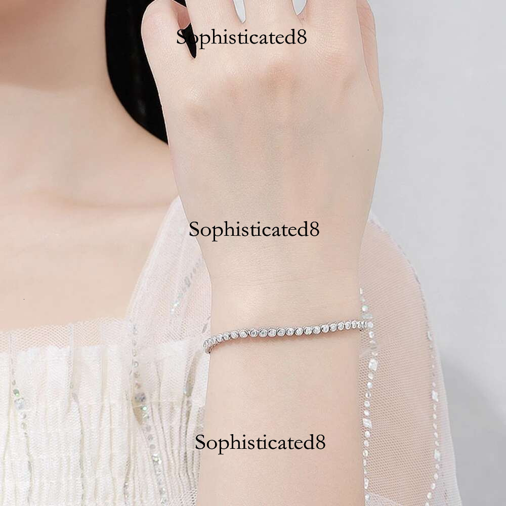 WUIHA Real Sterg Sier Round 100% Pass Test Dia 0.03CT Moissanite Tennis Charm Bracelets for Women Gift Dropshipping