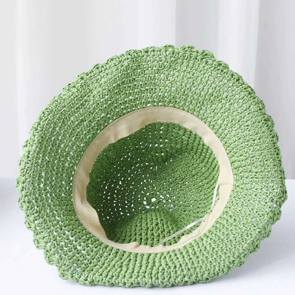 2024 New fashion Style Bucket Hats Foldable Sun Crochet Hat For Beach Travel And Vacation handmade str hatXJ250304