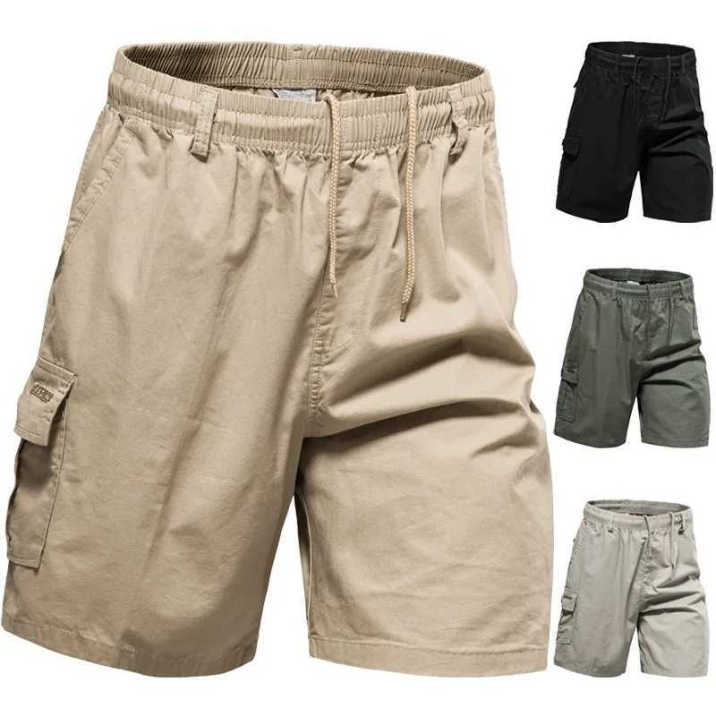 Summer Sports Shorts Mens Capris Work Clothes Multiple Pockets Loose Fit Oversized Casual Pants Pure Cotton Beach PantsT250304