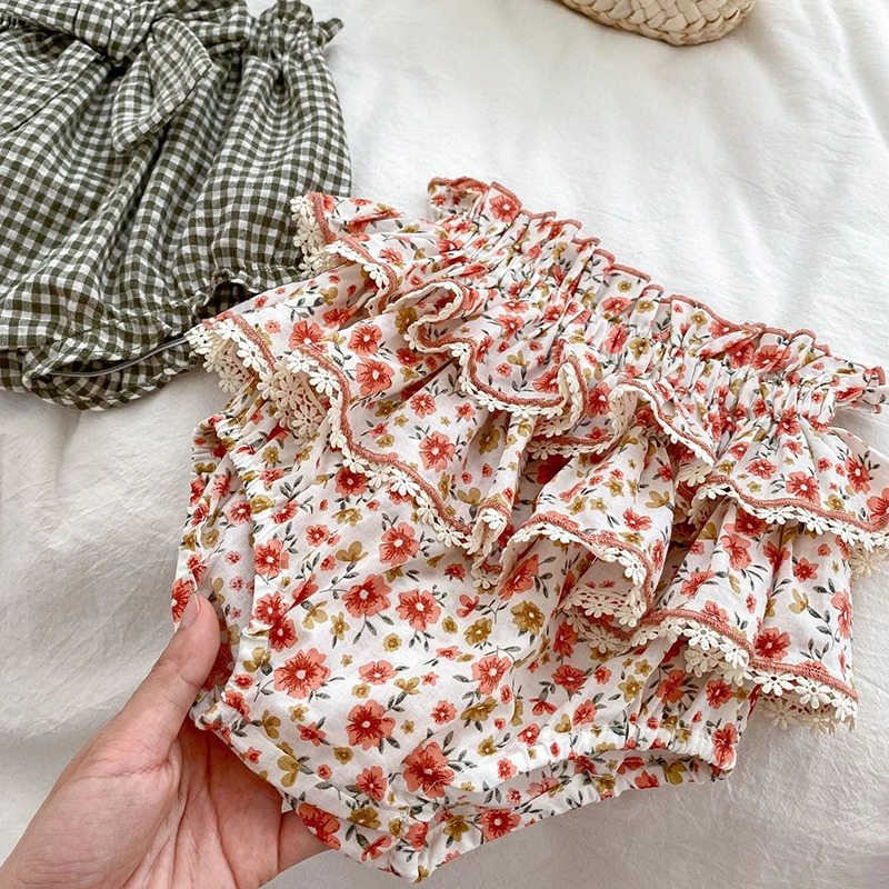 Baby Girls Suit Short Sleeves TopBread Shorts 2pcs Toddler Girls Floral Printed Casual Suit Princess Girls Summer Clothes 250304