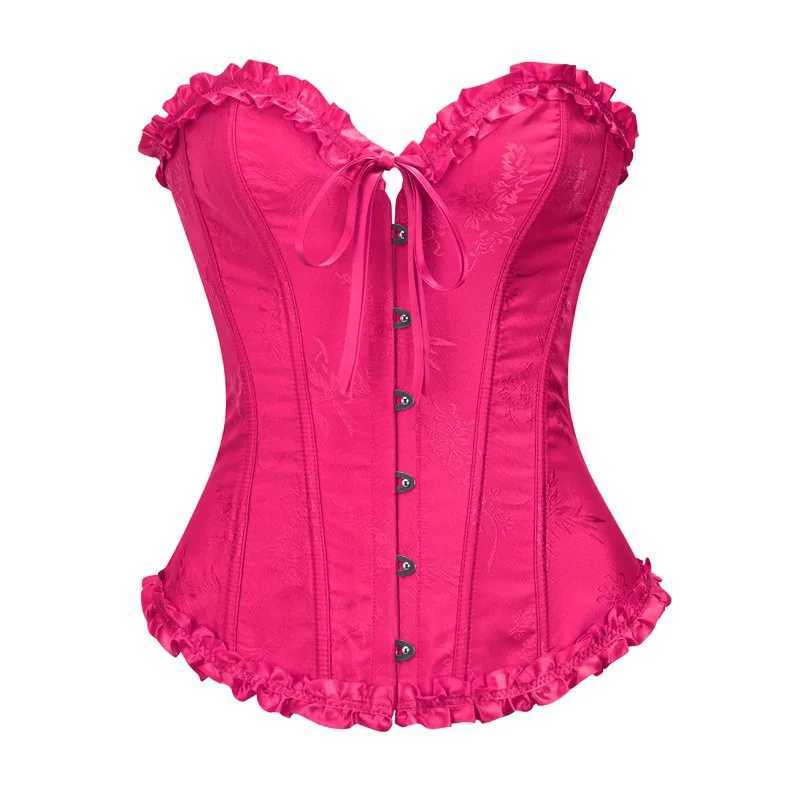 Womens Vintage Lace Corset Top Sexy Boob Gathering Waist Corset Front Buckle Tummy Tightening Rubber Bone Bottom ShapewearXJ250304