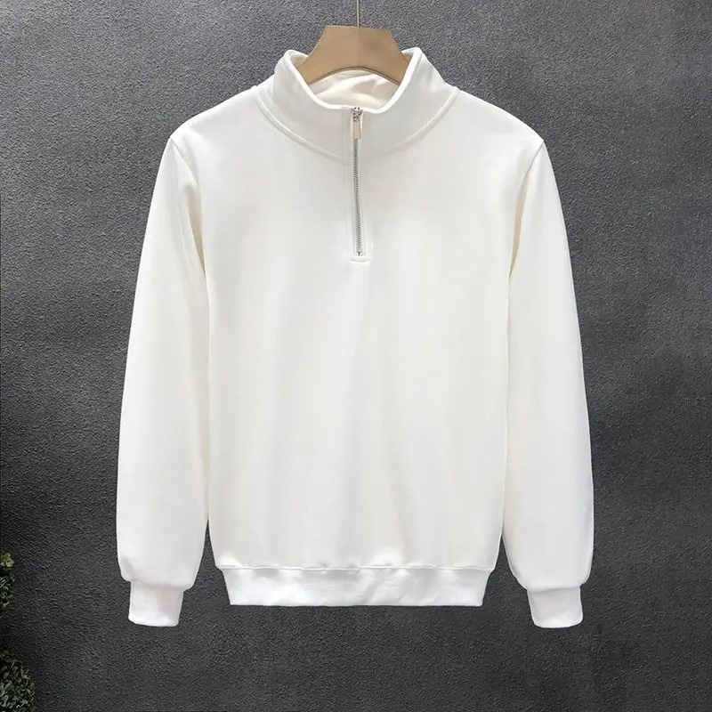 Daily Wear Halfhigh Zipper Collar Sweatshirt Mens Trendy Pullover Jacket 2025 Spring and Autumn Top 250304