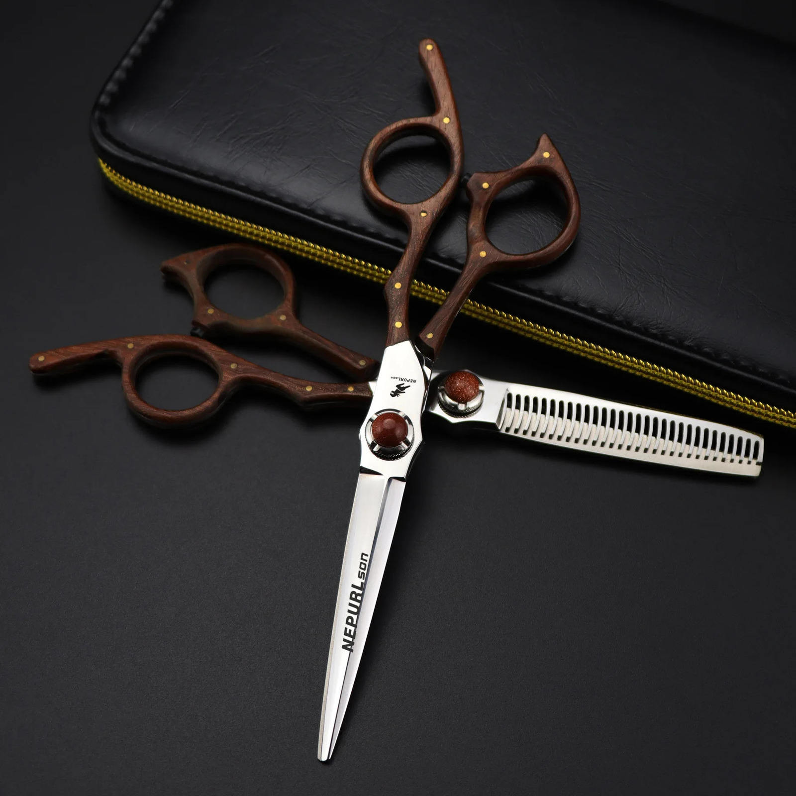 High quality japanese VG-10 hair cutting shears wooden handles scissors professional hairdressing scissors MC310 250304