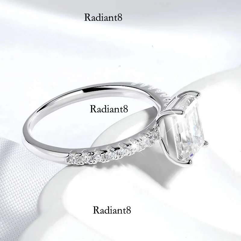 Smyoue 1CT 2CT Emerald/radiant Cut Moissanite Ring for Women Engagement Wedding Bride Sterg Sier Jewelry GRA Certified