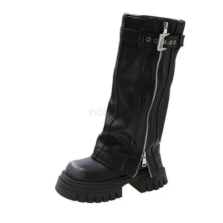 Wens Platform Boots 2024 Autumn Winter New Brown Tall Knight Boots Wern Cowboy Boots Versatile Ladies Shoes Zapatos Z250304