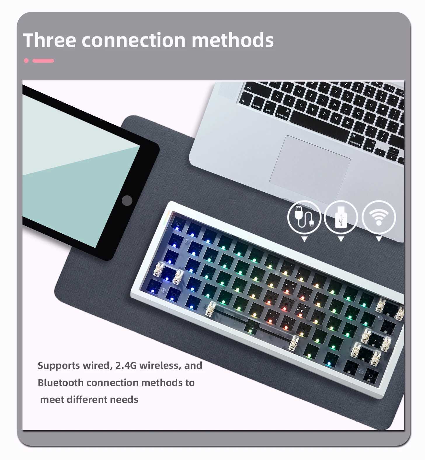 ZUOYA Gmk61 Mechanical Keyboard Kit Hot-swappable 3-mod 2.4G Wireless RGB Backlit Gasket Structure Keyboard Z250304