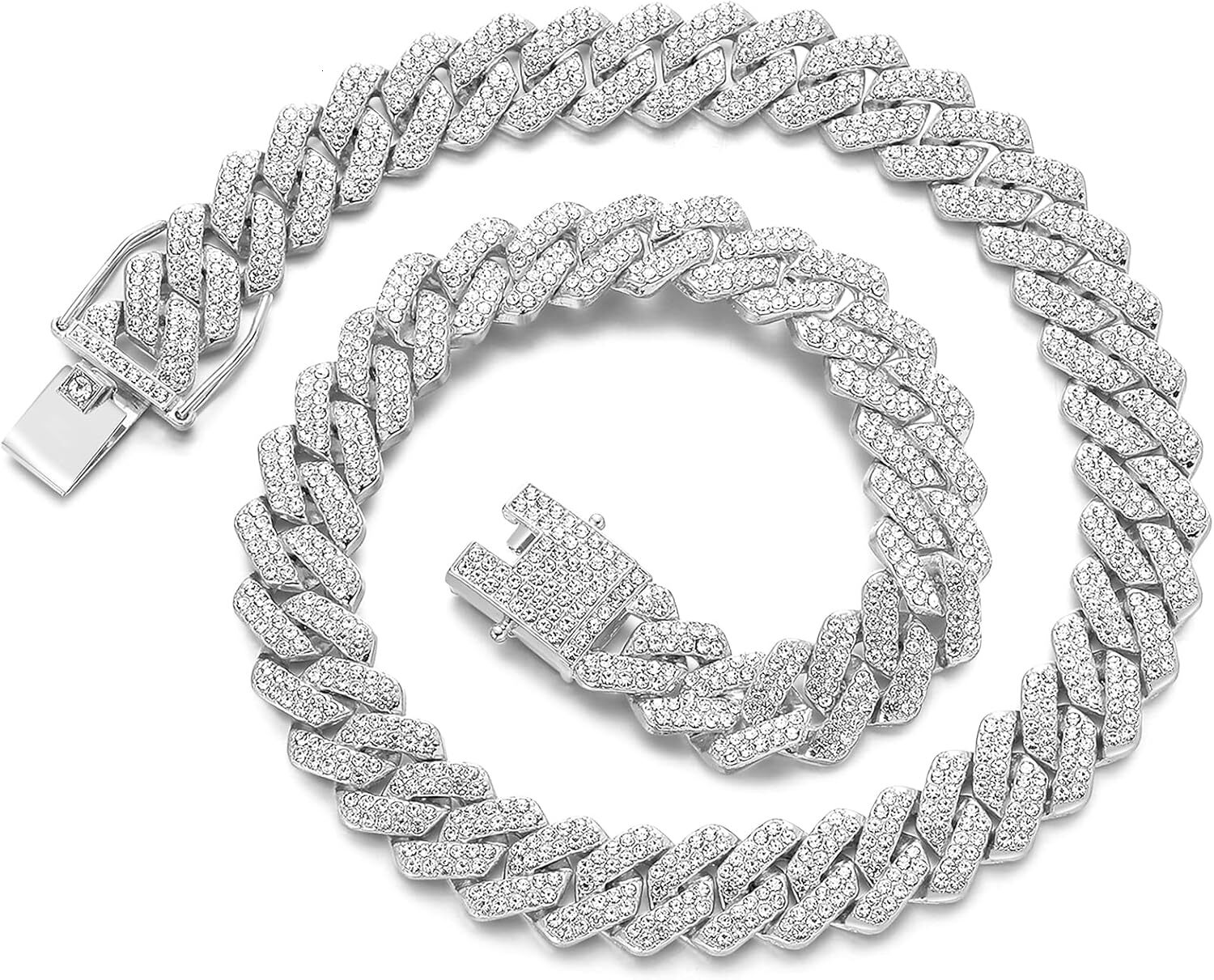 Chain Men's Ice Miami Cuban Necklace Sier/Gold Shining Hip Hop Jewelry Women's