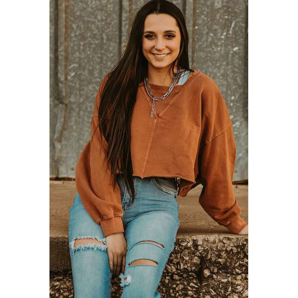 High Quality Women Cropped Hoodies Sweatshirts Fashion Drop Shoulder Cheap Crop Jumper Hoodie Pullover