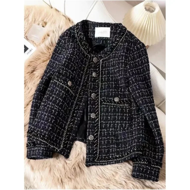 Womens Jacket 2024 Spring Autumn Tweed Coat Women Short Korean Fashion Elegant Female Woolen Tops Outerwear 250225
