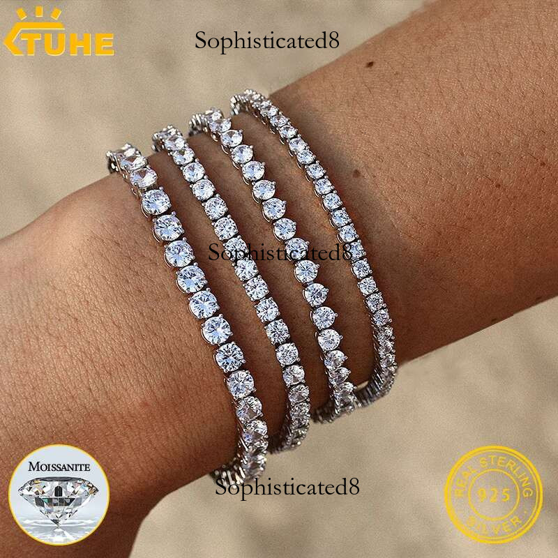3mm-6mm Moissanite Tennis Sterg Sier Iced Out Zircon Bracelet For Women Men Jewelry