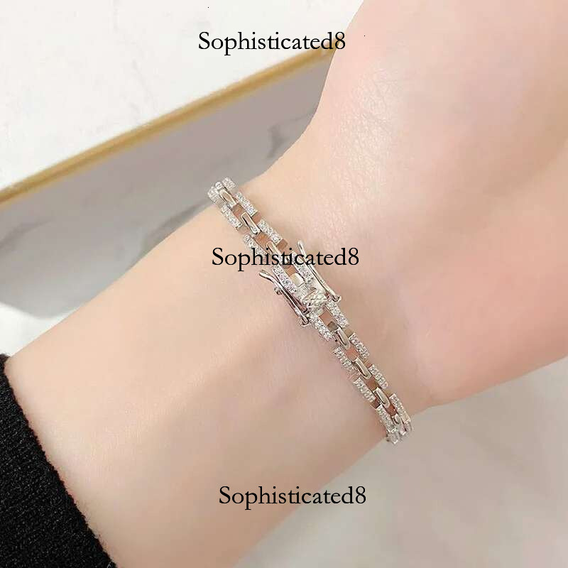 EWYA Designer Tank Chain Moissanite Bracelet for Women Party Wedding Fine Jewelry S Sterg Sier Dia Bracelets