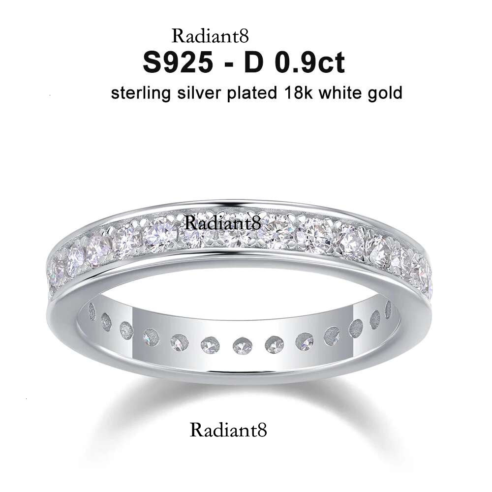 KNOBSPIN D VVS1 All Moissanite Ring S Sier Plated White Gold Fine Eternity Bands Engagement Wedding Rings for Women Man