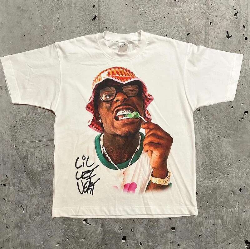 Y2k Europe And The United States New Summer Men T-Shirt Portrait Printed Haruku Hip Hop Personality Fashion Couple Shirt