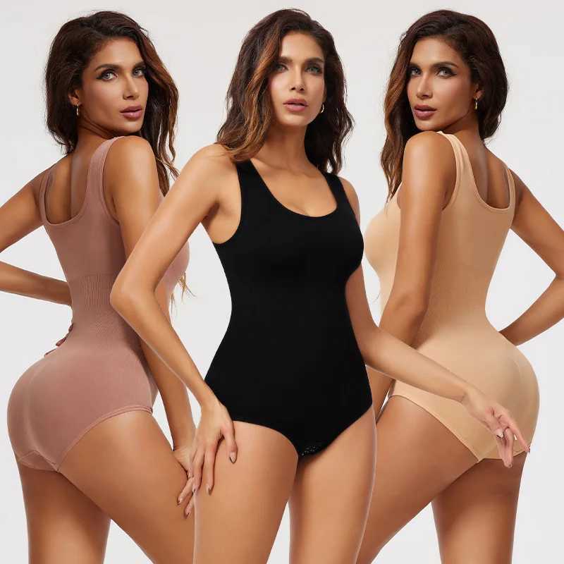 New Style Summer Seamless Bodysuit Shapewear Women Square Neck Tummy Control Thong Body Shaper Sexy Ribbed Sculpting Tank TopsXJ250304