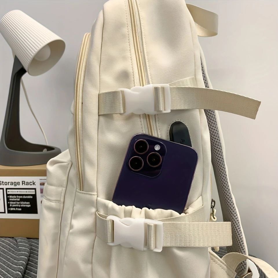 Ship from US Minimalist solid color pre school backpack zipper travel day bag daily teenage unisex 250304FBB