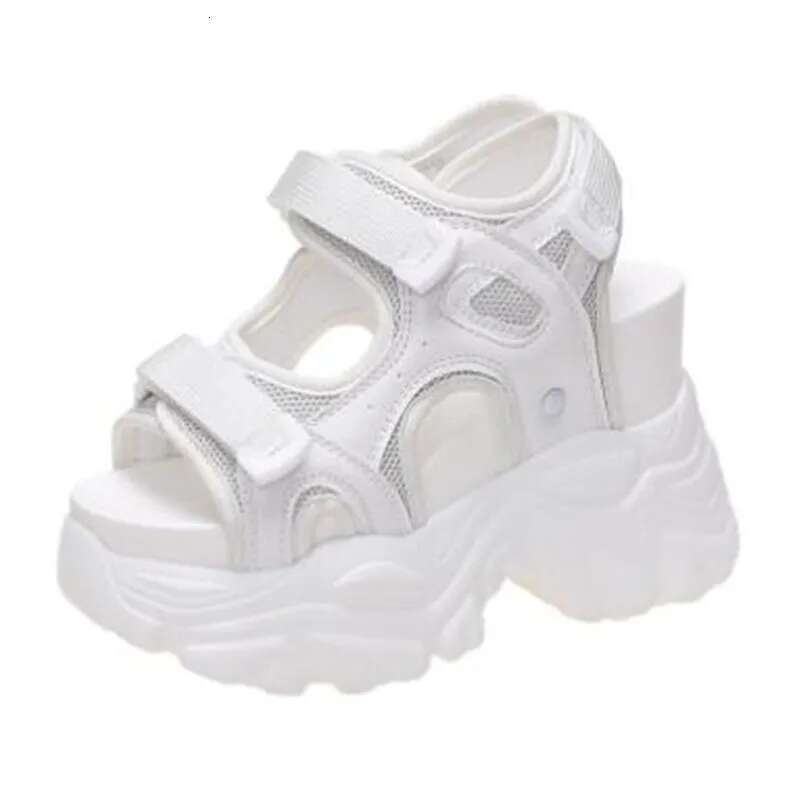 Gladiator 10.5CM Platform Lace Up White Sandals Women High Heels Wedges Casual Sports Shoes Woman Summer Autumn Sneaker