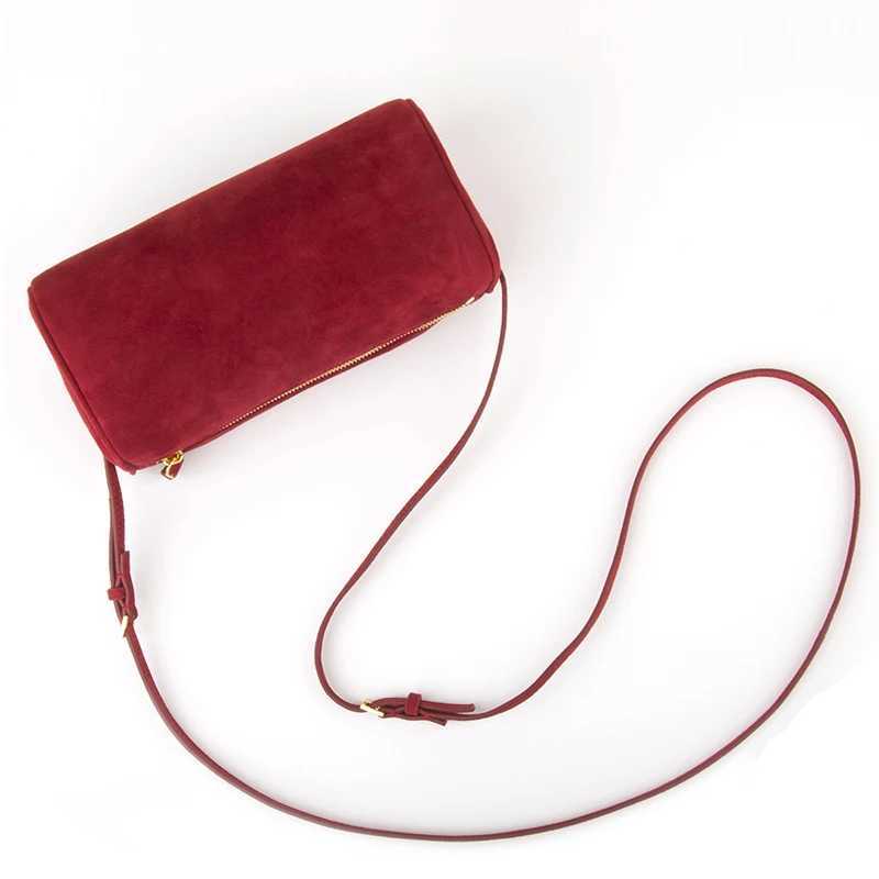 Womens Suede Leather Small Handbag Fashion Red Genuine Sheepskin Shoulder Crossbody Bag Z250303