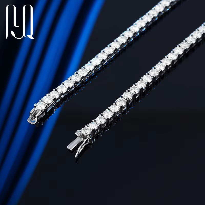 PYQ 2.5mm 3mm 4mm Vvs Tennis Chain S Sier Moissanite Necklace for Women White Gold Plated Jewelry