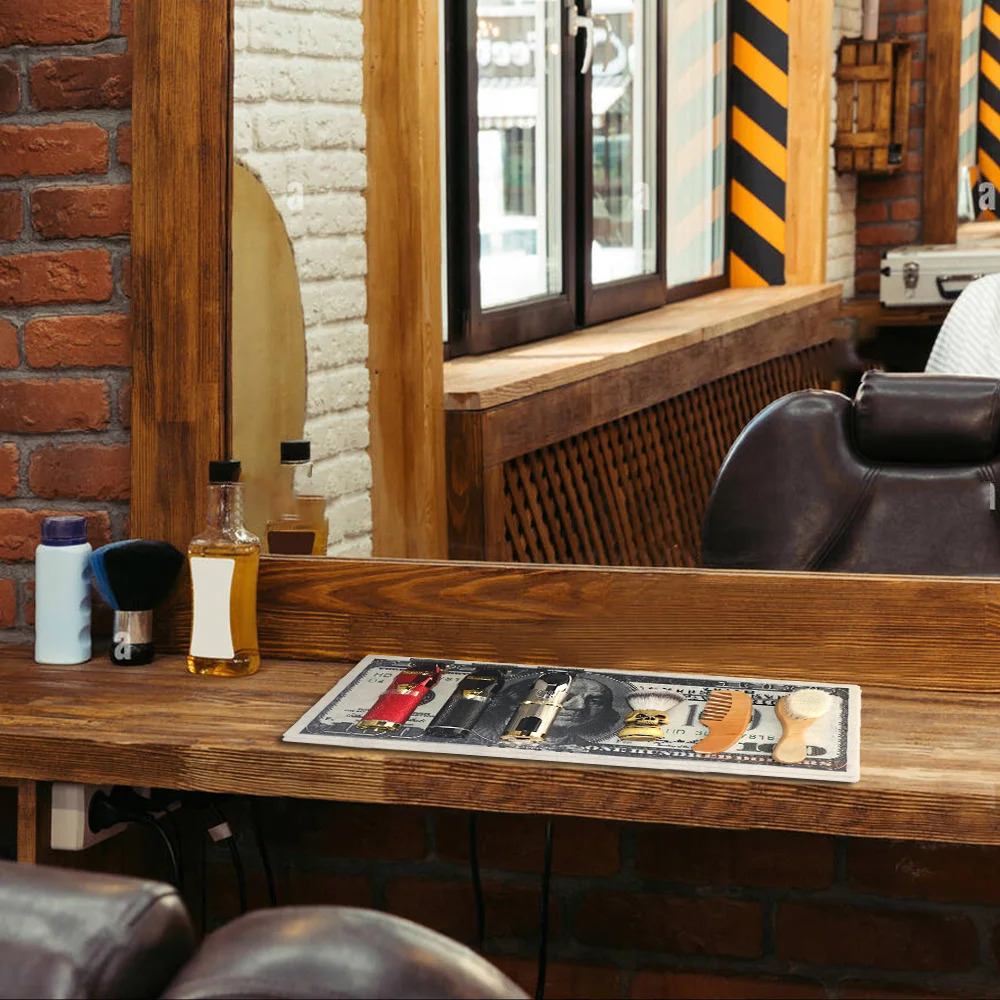 Barber Station Mat Anti Slip Tools Organization Barbershop Accessories Salon Countertop Pad Hairdressing Tools Workstation 250304