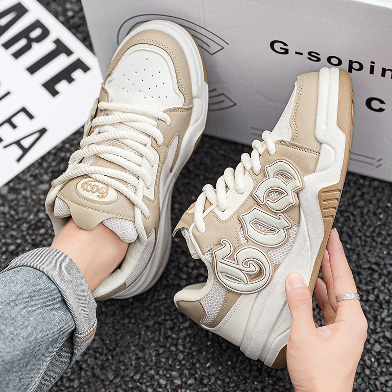 2025 New Light Luxury Niche Design Bread Shoes Men's Board Shoes Casual Chinese Fashion Skateboard Shoes Men's Outdoor Breathable Sports Men