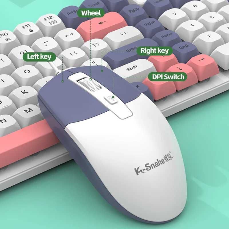 KSnake wired keyboard and mouse settings laptop desktop computer office mute button type keyboard Z250304