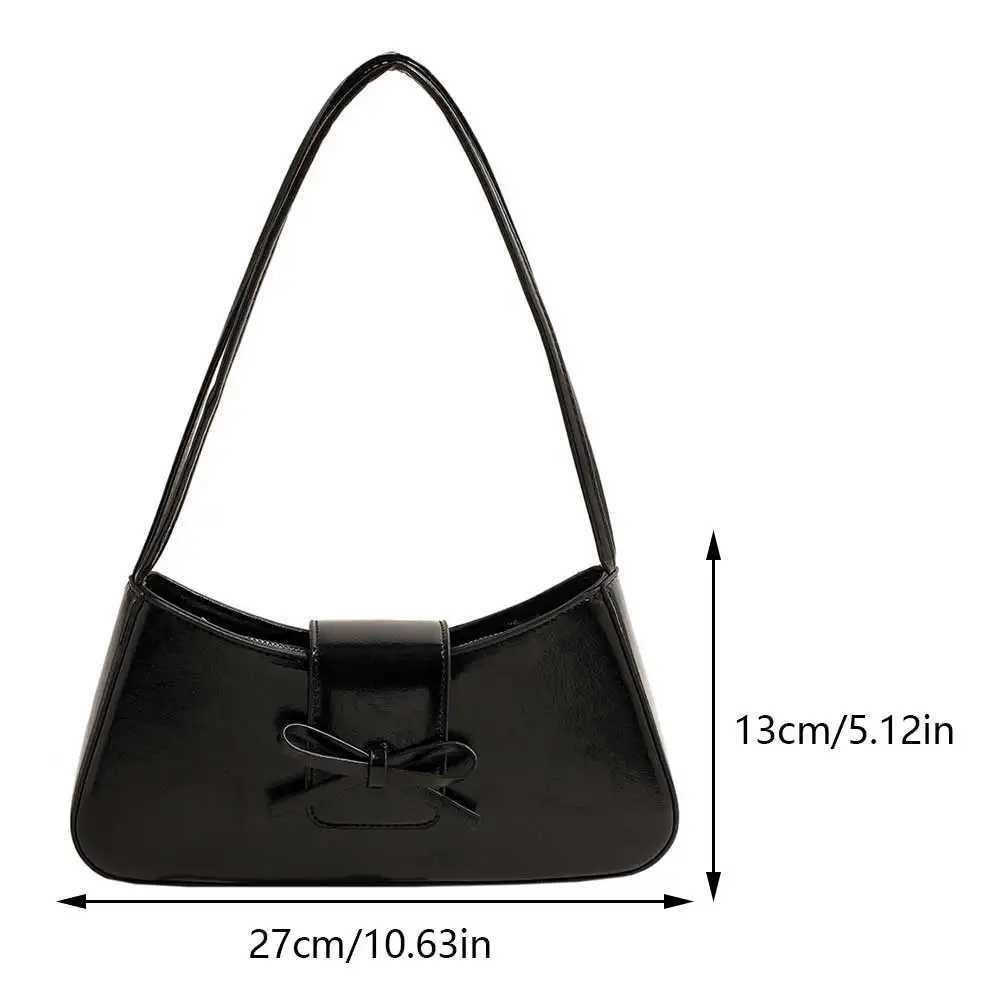 Luxury Handbag with Bow Women Fashion Shoulder Bag Purses Y2k Leisure Armpit PU Leather Travel Red Black Underarm Chic Handbag Z250303