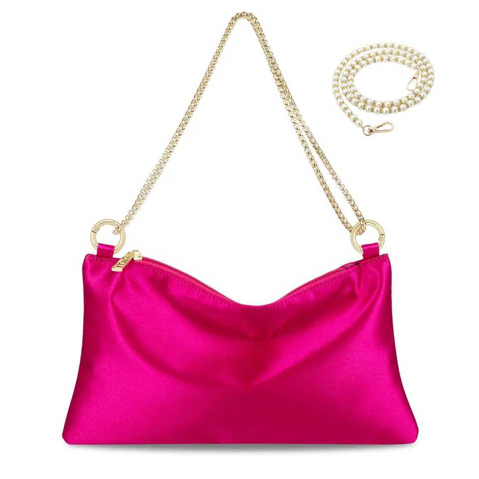 Womens Evening Party Bag Chain Nylon Messenger Bag Womens Small Hand Bag Rose Red Black Beige Z250303