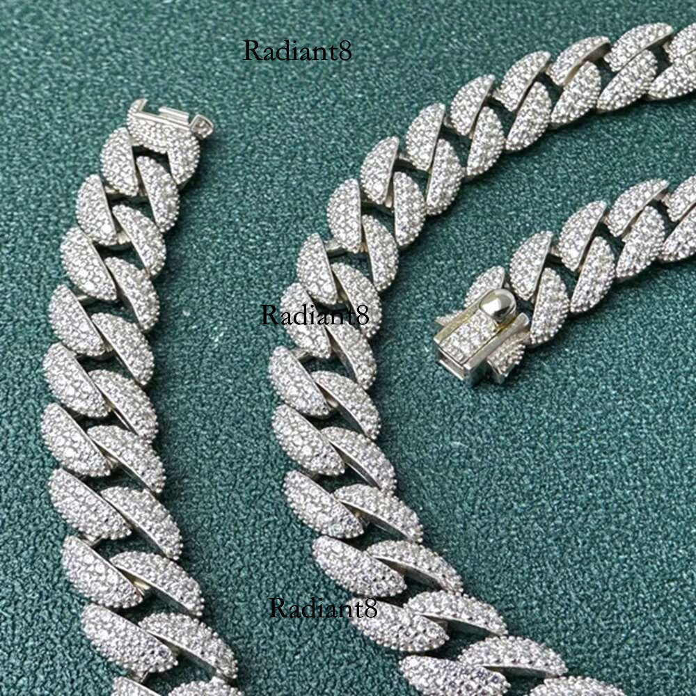 WUIHA Sterg Sier Sparkg Synthetic Moissanite Dia Miami Cuba 8MM Chain Necklace Hiphop Rock Jewelry Free Shipping